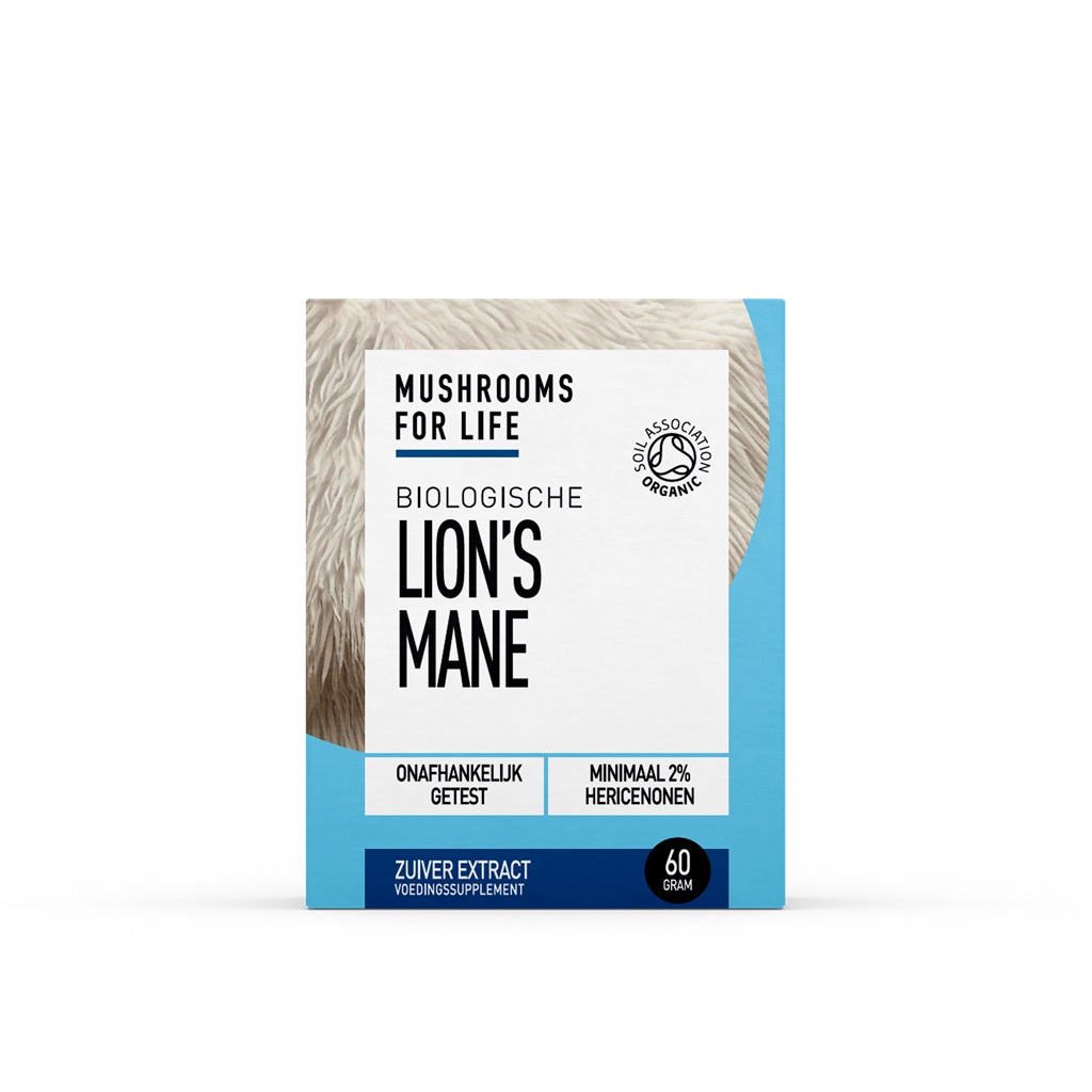 DGW-NL Lion's Mane Paddenstoelen Poeder Bio (Mushrooms For Life) 60gr