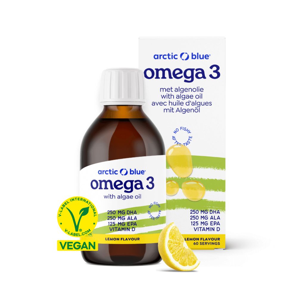 DGW-NL Omega-3 algenolie met DHA, ALA, EPA en vitamine D3 (Arctic Blue) 150ml