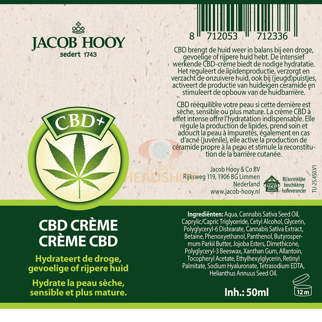 DGW-NL CBD Cr&egrave;me (Jacob Hooy) 50 ml