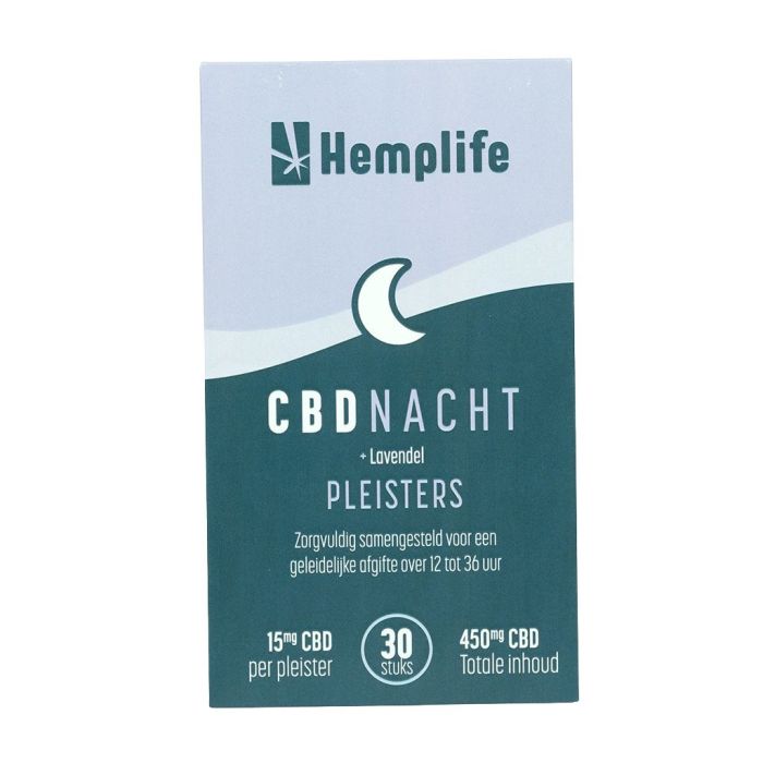 CBD Nacht Pleisters 15 mg (Hemplife) 30 stuks main product photo