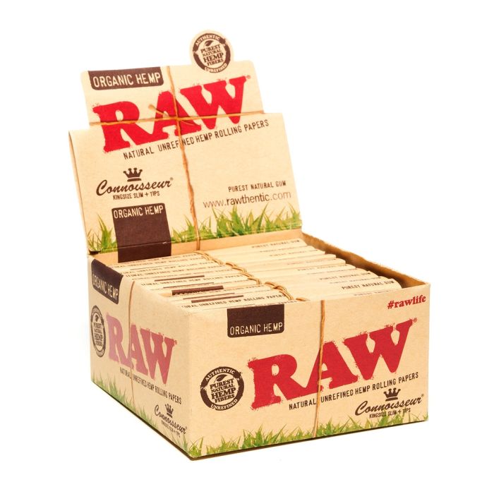RAW Connoisseur Organic Hemp Vloei en Tip | King-Size Slim main product photo