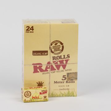 RAW Organic Hemp Rolvloei 5 meter | King-Size Slim