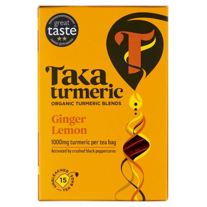 Kurkuma Thee Ginger & Lemon Bio (Taka Turmeric) 15 zakjes main product photo