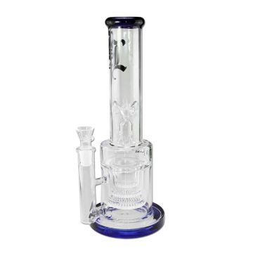 Glazen Ice Bong | Triple HoneyComb (Black Leaf)