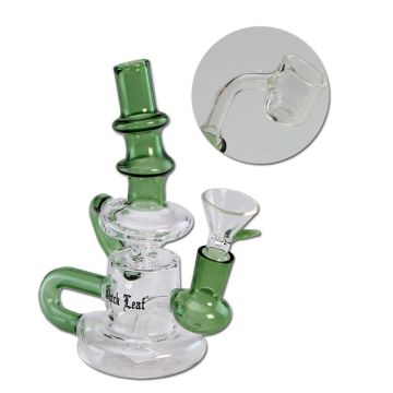 Glazen Recycler Mini Bong (Black Leaf) 2 in 1