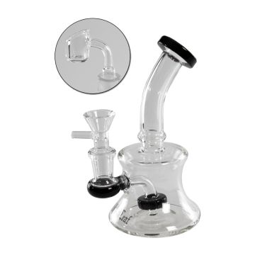 Glazen Mini Bong voor Dabs & Wiet (Black Leaf) 2 in 1