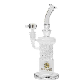 Percolator Bong | Shower Head Rod Perc Recycler 12 (Tsunami Glass)