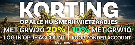 10% korting op alle huismerk wietzaadjes en maar liefst 20% als je inlogt op je account. Nog geen account? Maak er nu eentje aan! Het kost niks en levert je direct extra korting op!